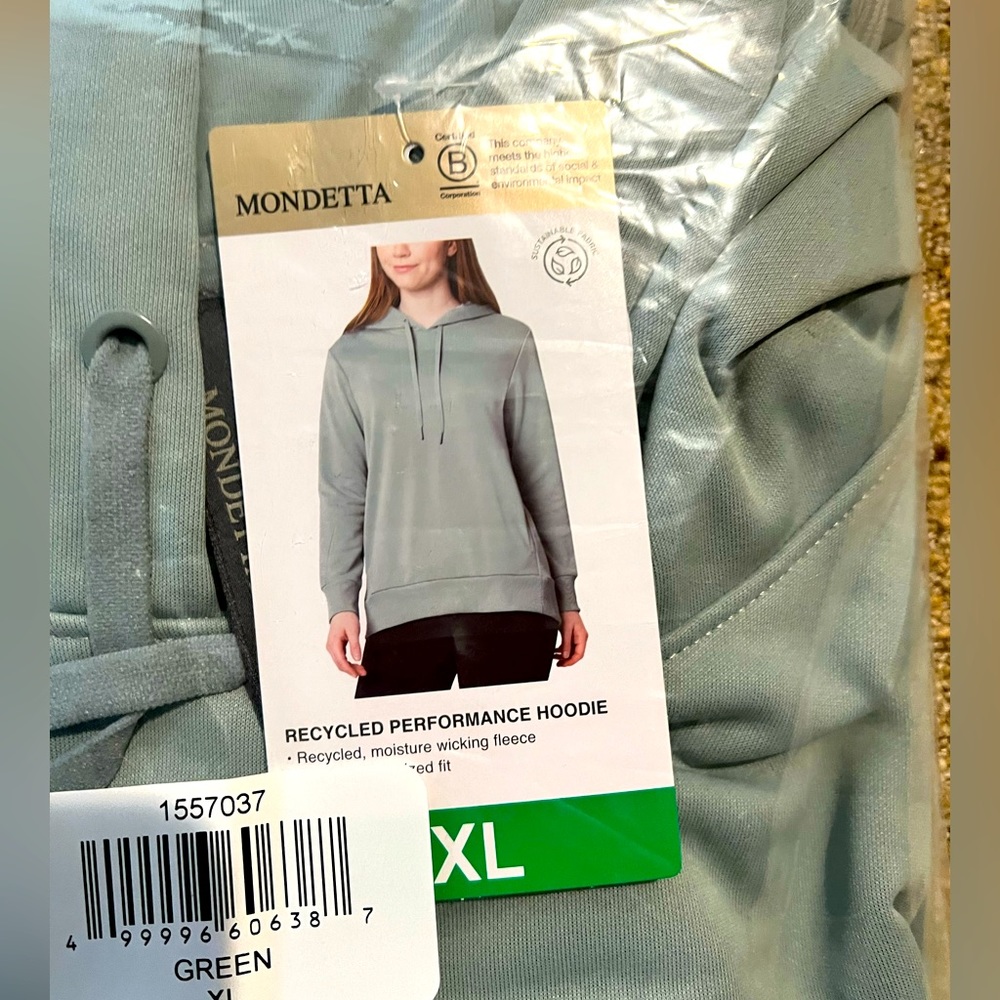 NWT Mondetta Ladies' Moisture Wicking Performance Hoodie, Green XL
